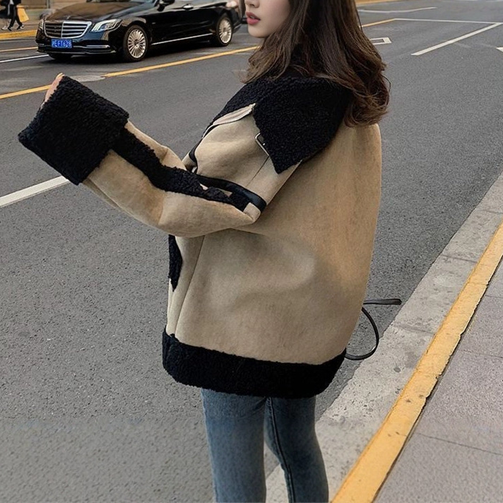 Lamb Wool Jacket Coats Woman K - Japanese Women Lifestyle review and price